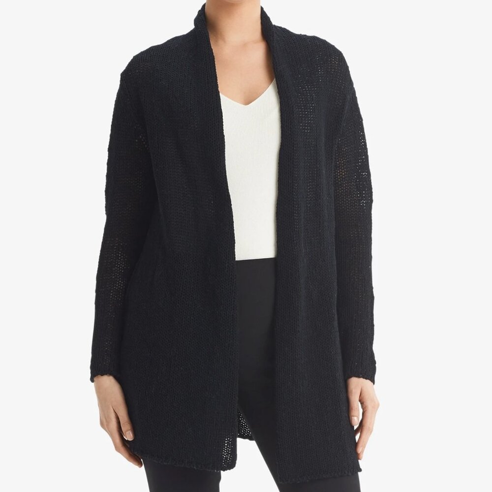 MM LaFleur Women's Black Beachy Cotton Summer Knit The Mary Cardigan Sweater XS